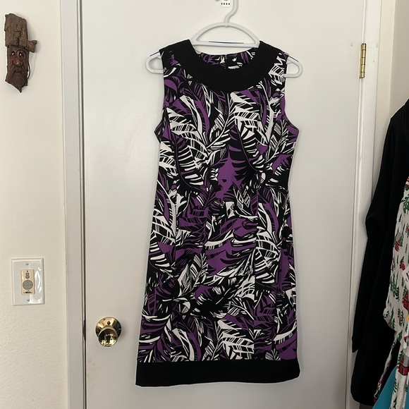 Alyx Black and Purple Leaf Print Dress - Picture 3 of 12